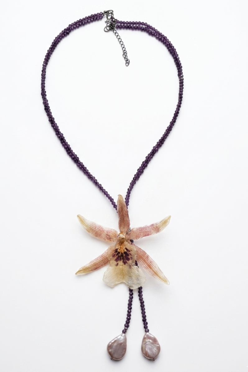 Crystal orchid necklace