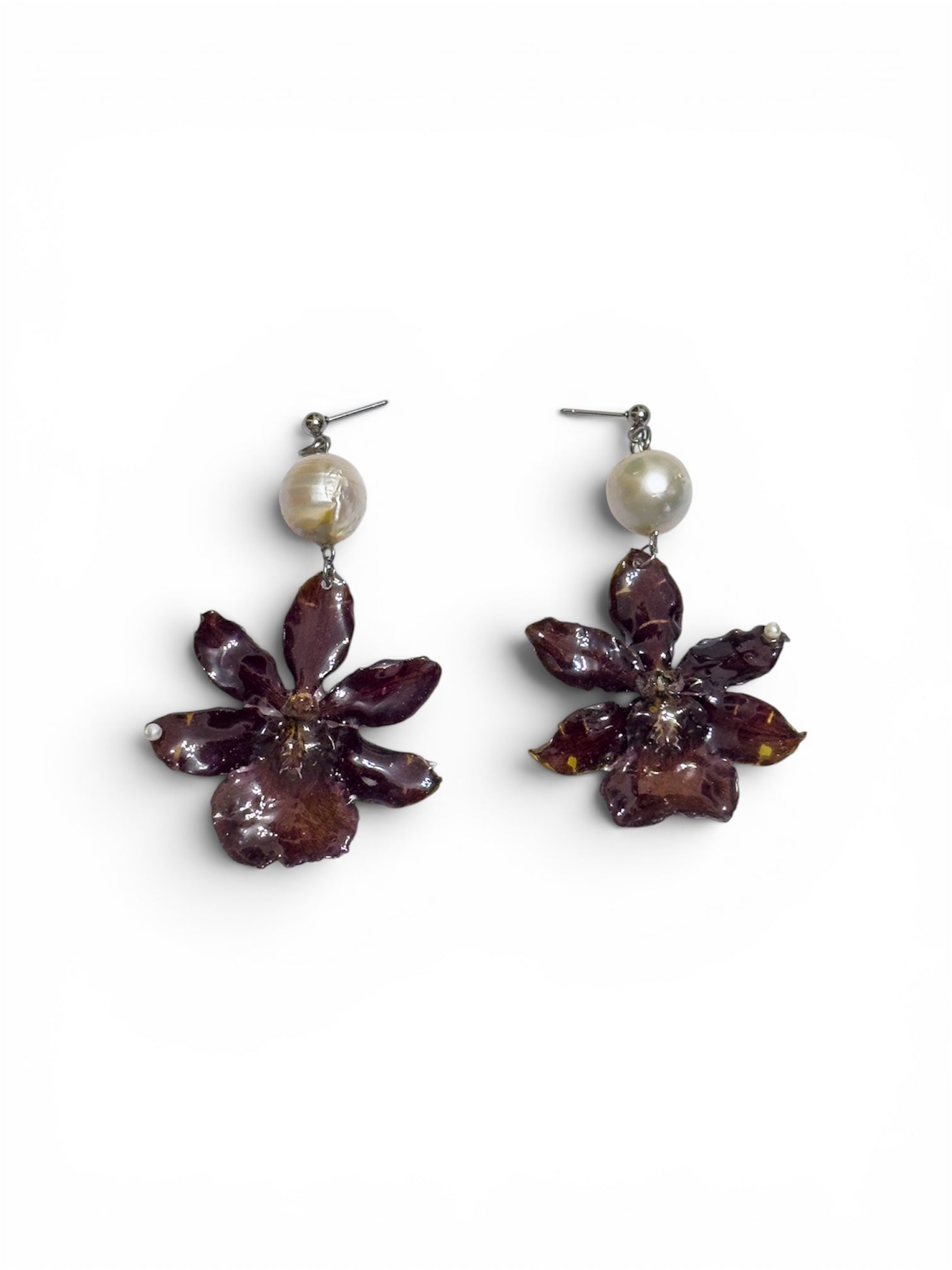 Shadow orchid earrings