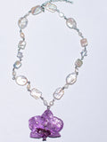 Purple orchid pearl necklace