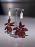 Red exotic orchid earrings